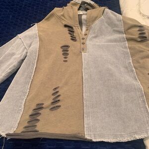 POL Tan and Gray Buttoned Jacket